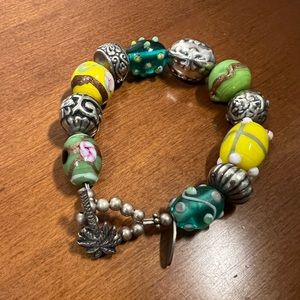 Lily Pulitzer Sterling Silver and Glass Beaded Bracelet with Toggle Closure